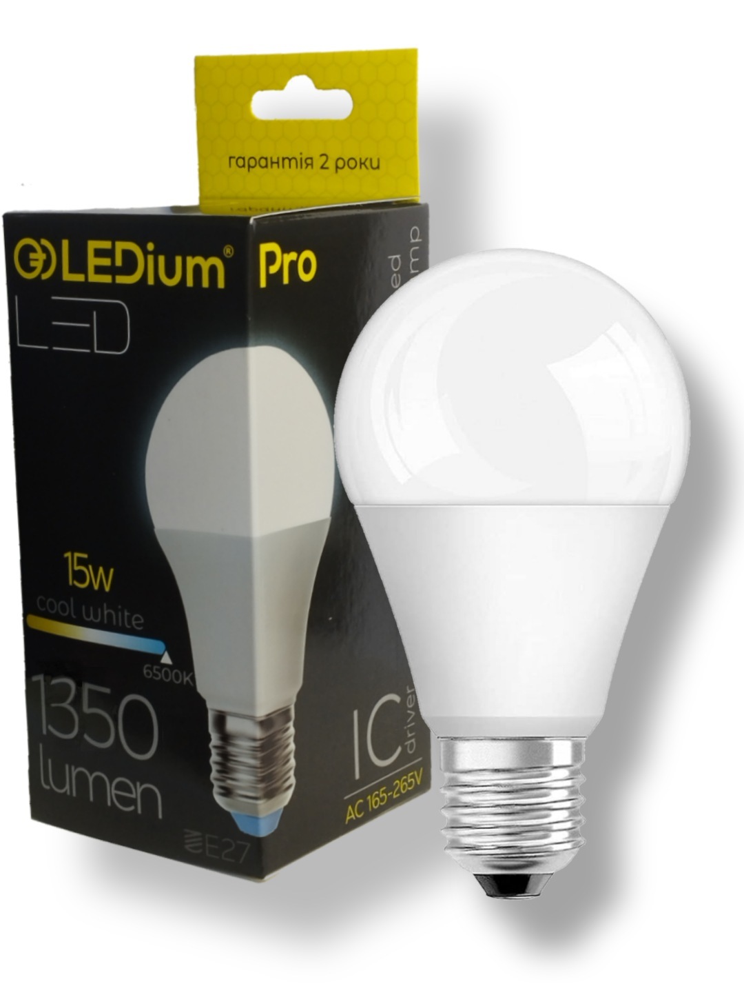 Лампа світлодіодна A60 15W 6500K 1350Lm Е27 AC165-265V LEDium PRO